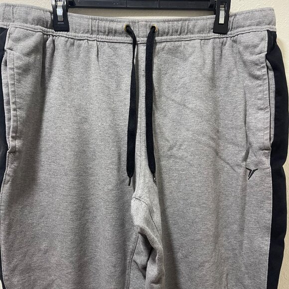 Mens Jogger Sweatpants With Black Side Panels Drawstring Waist & Side Pockets - Picture 3 of 11